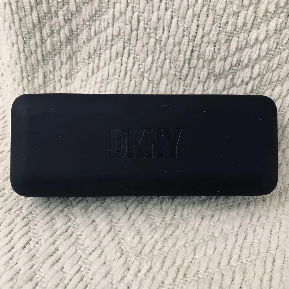 DKNY Eyewear Glasses Case Unisex Black Matte Hard Shell Debossed Logo Minimalist